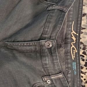 I.N.C. Black denim and leather jeans sz12 skinny petite